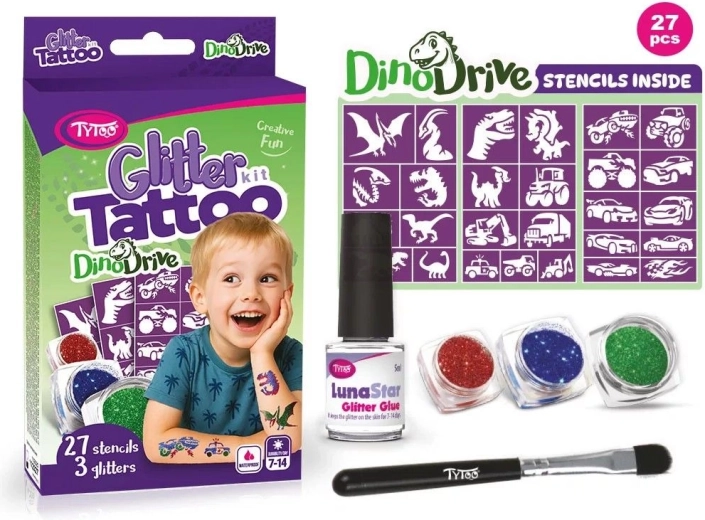 Mirdzošo tetovējumu komplekts DinoDrive