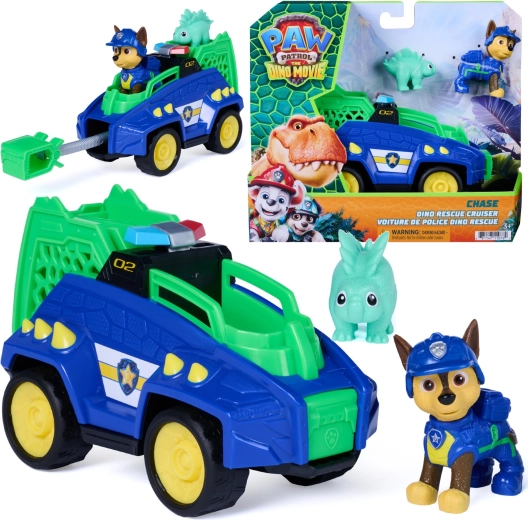 Spin Master Ķepu patruļa dinozauri – transportlīdzeklis Dino rescue cruiser 15 cm ar figūriņām Čeiss un dinozaurs