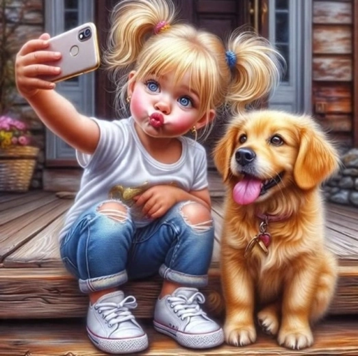 Norimpex Paint by Numbers Selfie Girl with Dog 40 × 50 cm