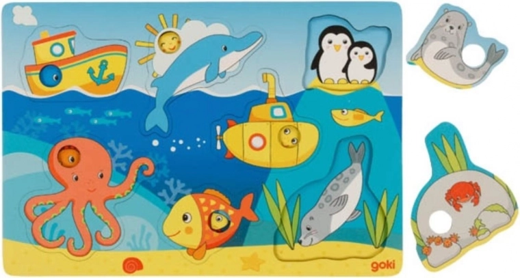 Goki wooden shape sorter - under the sea