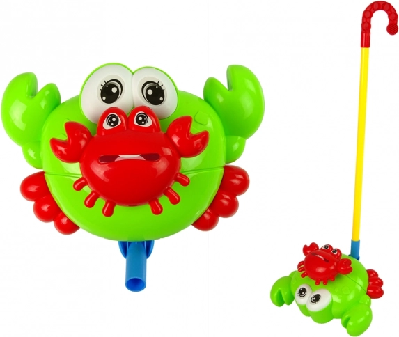 Push toy on a stick – green crab with bell