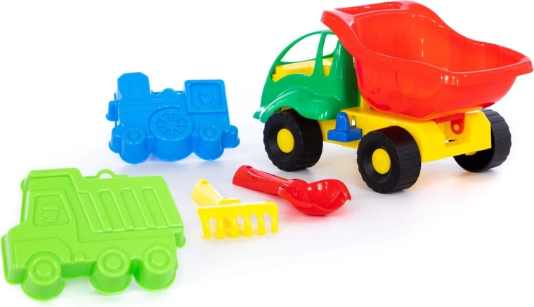 Tilting dump bed for realistic play