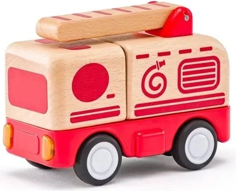 Woody koka ugunsdzēsēju mašīna ar gaismu un skaņu