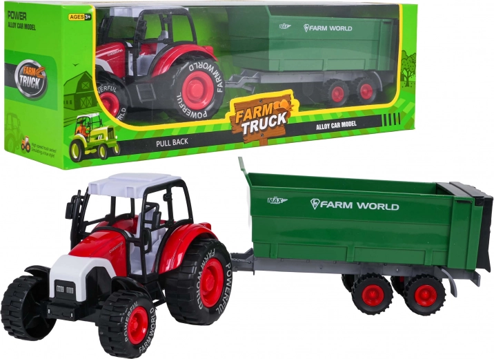Metāla traktors ar atvienojamu piekabi ar inerces (pull-back) piedziņu