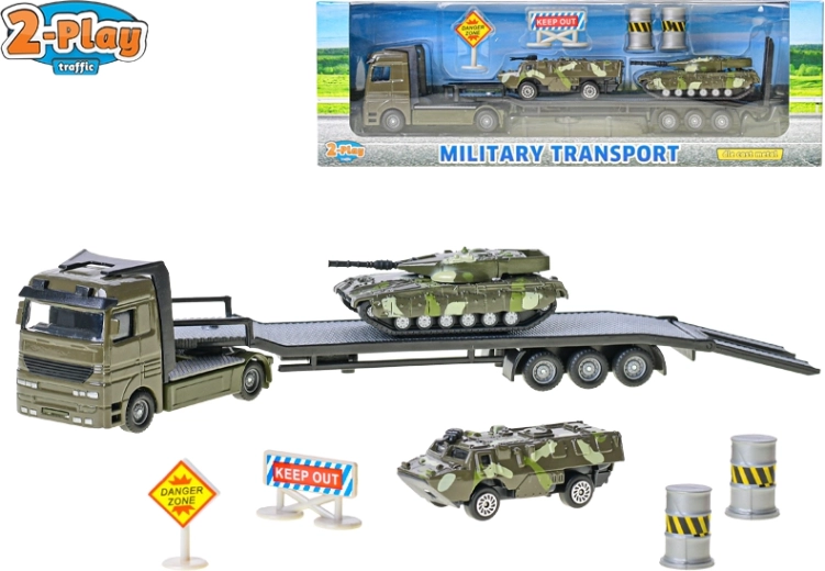 2-Play Traffic militārais transportieris ar bruņumašīnām 1:60