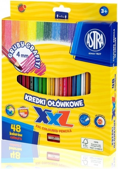 ASTRA krāsainie zīmuļi ar XXL serdi, 48 krāsas