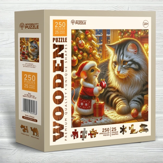 WOODEN CITY koka puzle kaķis un pele, 250 detaļas
