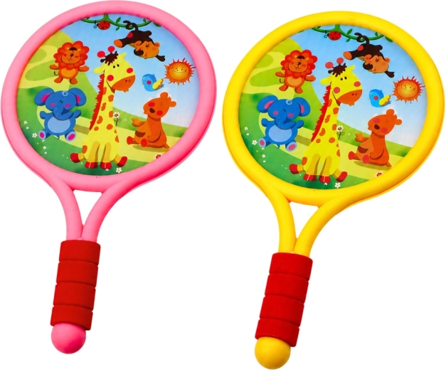 Colorful rackets with cheerful animal motifs