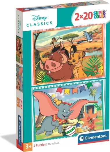 Puzle 2x20 Super Color DISNEY CLASSICS – LAUVA KARALIS un DUMBO Clementoni