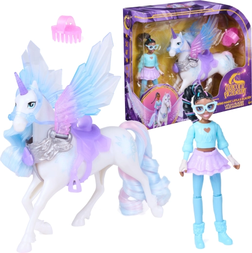 Spin Master Unicorn Academy spārnu maģija – lelle Layla un vienradzis Glacier ar piederumiem
