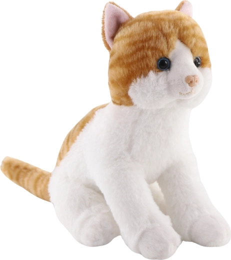 Plush Cat Rust-White Sitting 20 cm
