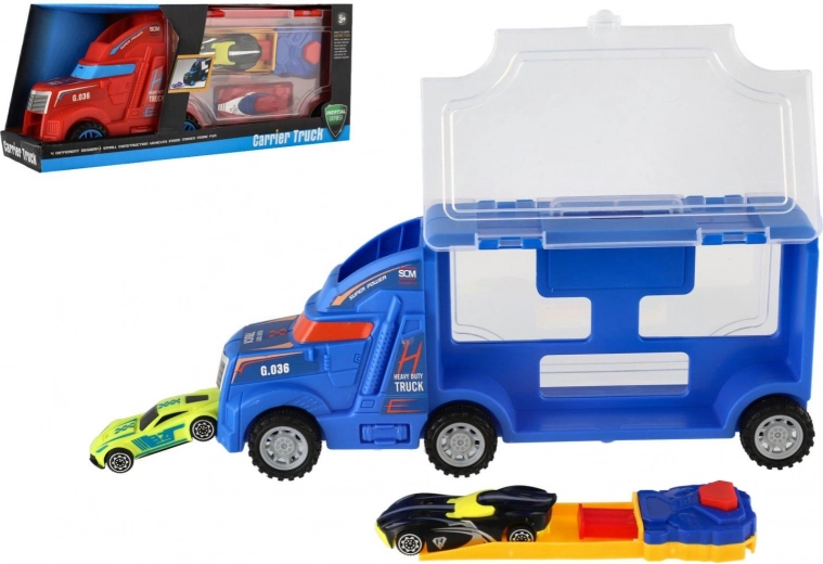 Plastmasas autovedējs kravas auto ar mašīnītēm, 28 cm, 2 krāsas