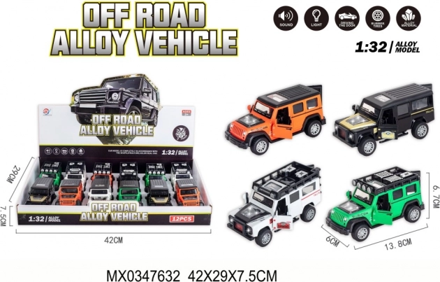 Off-road alloy toy car 1:32 with sound and light