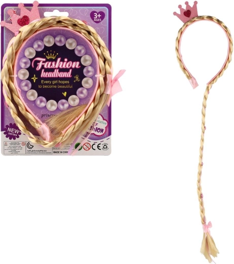 Princess headband with long blonde braid 65 cm