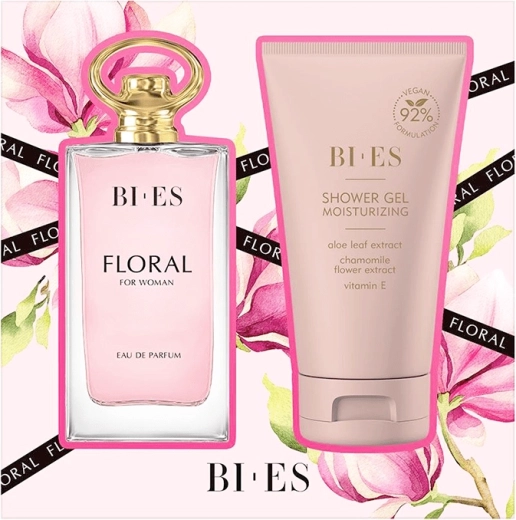 Dāvanu komplekts sievietēm BI-ES Floral – parfimētais ūdens 90 ml + dušas želeja 150 ml