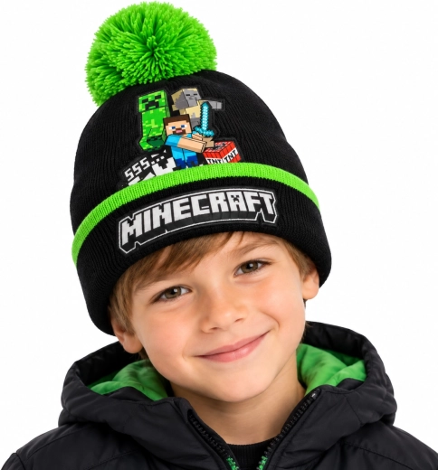 Children's Winter Minecraft Creeper Bobble Hat