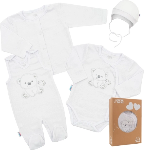 Jaundzimušo komplekts uz dzemdību namu New Baby Sweet Bear balts 62 (3–6 mēneši)