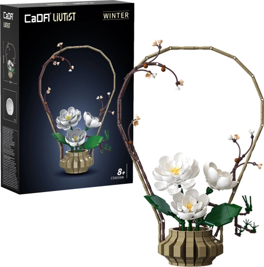 CaDA Floral Art Winter Silence konstruktors – ziedu dekorācija 49,6 cm, 1001 detaļa