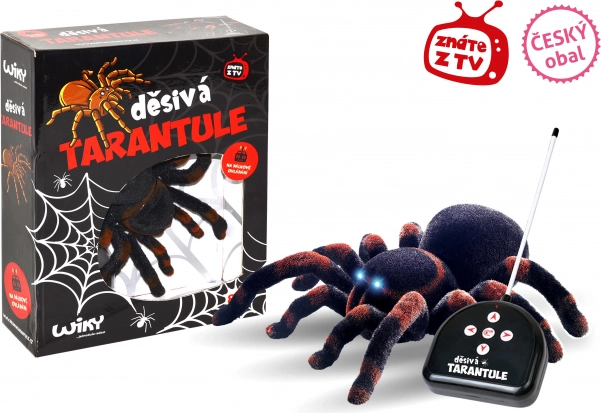 RC biedējoša tarantula ar reālistisku kustību un spīdošām acīm