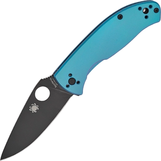 Salokāms nazis Spyderco Tenacious Blue, titāna rokturis, melns asmens 8,5 cm