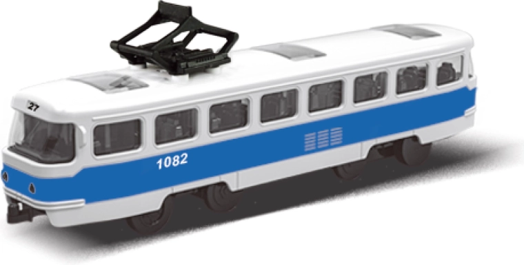 Zilais sabiedriskā transporta tramvajs 16 cm