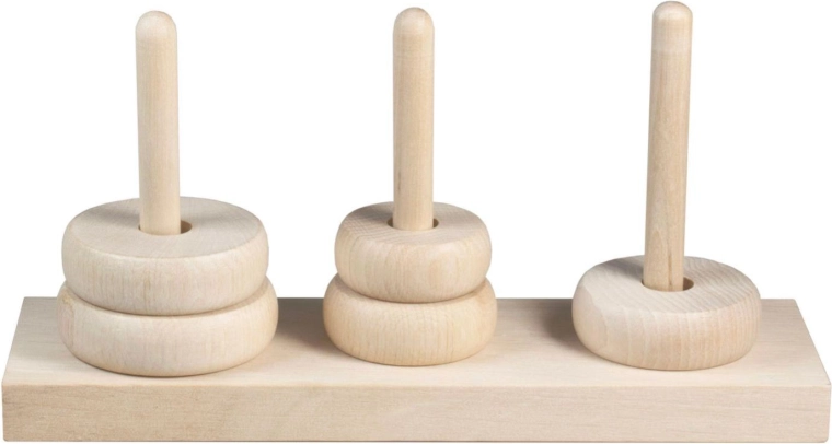 Wooden Tower of Hanoi 20 × 10 cm – logic puzzle