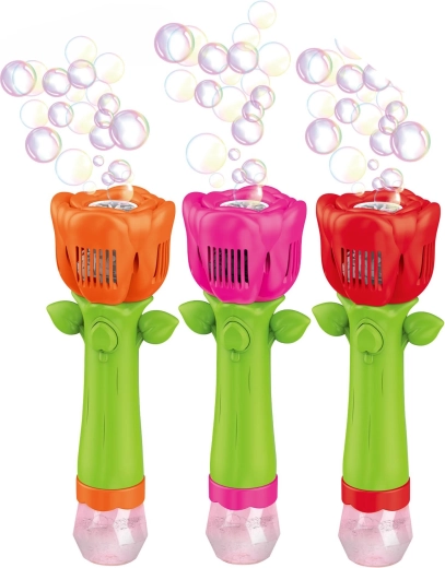 Rose-shaped bubble blower with light effects 100 ml - 1 piece