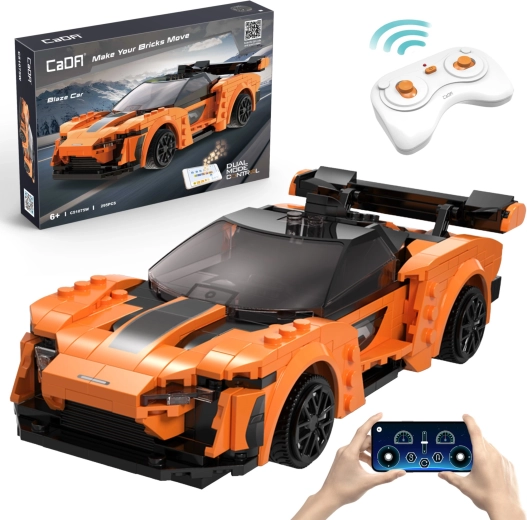CaDA RC sporta auto konstruktors BLAZE CAR, oranžs, Dual Mode, 295 detaļas