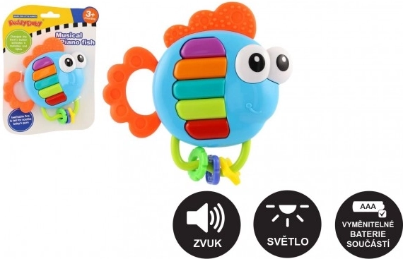 Muzikāls grabulītis un kožamais rībiņas formā ar gaismu un skaņu, 14 × 14 cm, no 3 mēnešiem