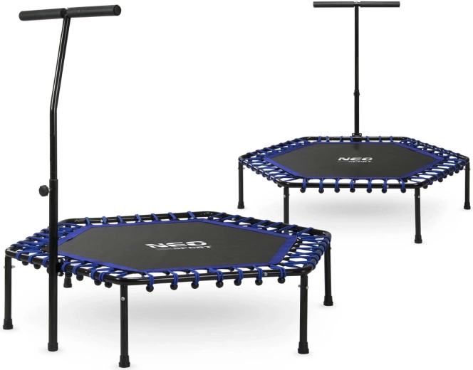 Fitnesa batuts Neo-Sport ar rokturi 127 cm sešstūrains, zils