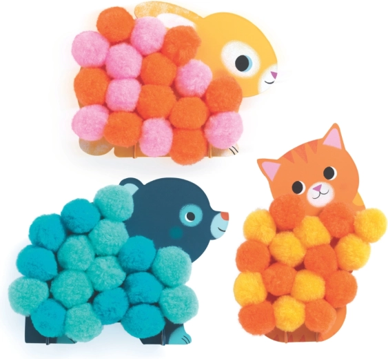 Soft, tactile pompom collage