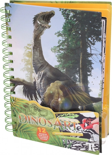 Samta krāsojamās lapas DINOSART – dinozauri, 12 pamatnes un mini flomāsteri