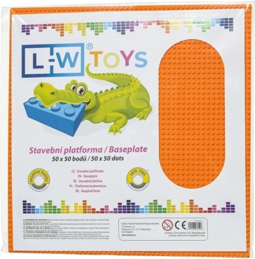 L-W Toys lielā būvēšanas pamatne 50 × 50 punkti, oranža