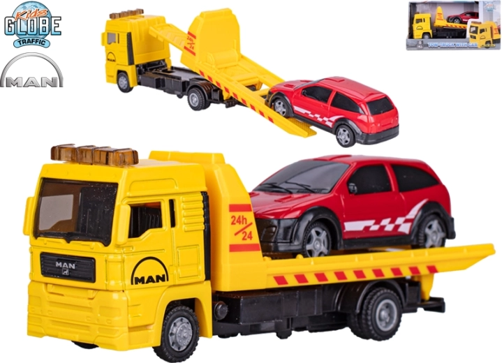 Kids Globe Traffic evakuācijas dienests MAN – metāla modelis ar vieglo auto 19 cm