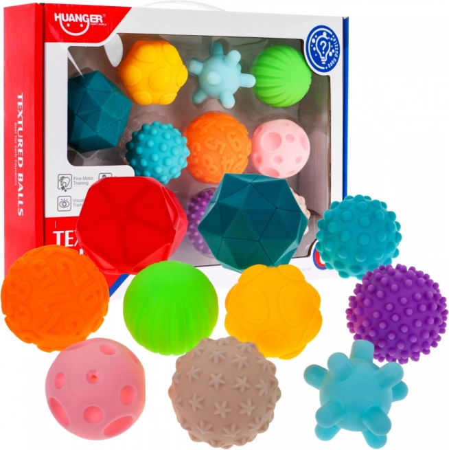 Set of 10 rubber sensory balls for children from 6 months and adults – anti-stress toys