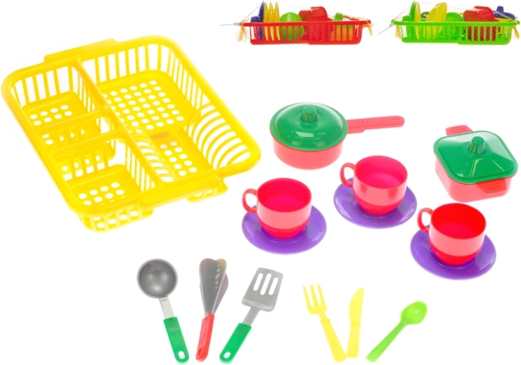 Mikro Trading children’s plastic kitchen dish set with drying rack - 1 set