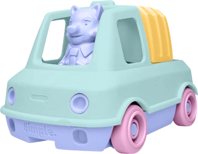 Piparmētru krāsas atkritumu savācējauto smiltīm un ūdenim Simple.