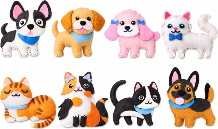 Create 8 felt animals
