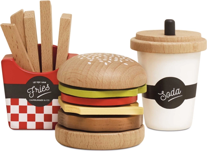 Wooden kids’ 3-in-1 set: hamburger, fries and drink Le Toy Van - 1 piece