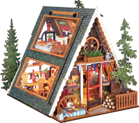 RoboTime 3D wooden puzzle – cozy forest cabin with LED
