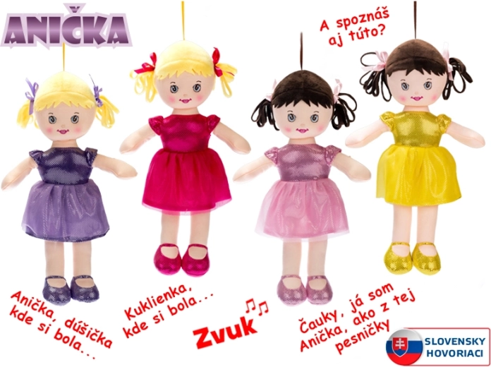 Lupatu lelle Anička 32 cm, runā un dzied slovāku valodā