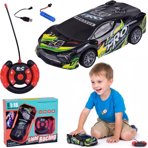 Sporta RC auto 1:18 ar izgaismotu virsbūvi – Zila