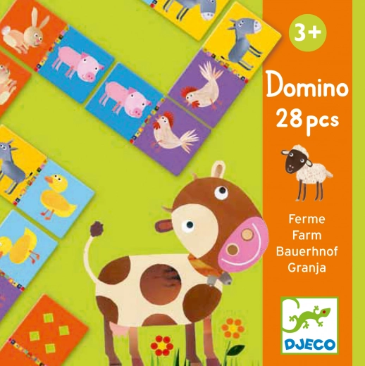 Djeco Domino Granja: bērnu izglītojoša spēle ar dzīvniekiem