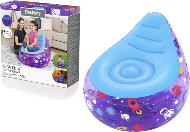 Bestway children's inflatable LED space chair, purple, 72 × 72 × 64 cm