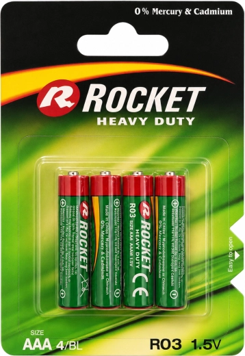 Baterijas Rocket AAA 1,5 V cinka-ogļu 10×4 gab. (40 gab.)