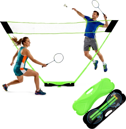 MovepRro foldable badminton set with portable net 300 × 156 cm, rackets and shuttlecocks in a carrying case