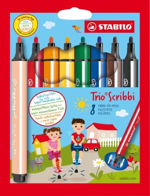 Set of STABILO Trio Scribbi Markers 8 pcs