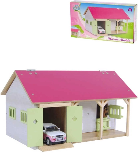 Kokaļu stallis zirgiem ar garāžu 34 × 22 × 19 cm