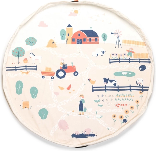 Large play area with a farm theme