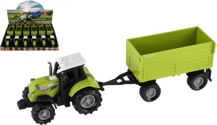 Plastmasas traktors ar piekabi 26 cm ar gaismu un skaņu